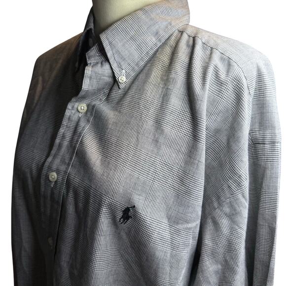 Ralph Lauren Blake Men's Button Down Shirt, Gray Glen Plaid, 100% Cotton, XL - Picture 3 of 6